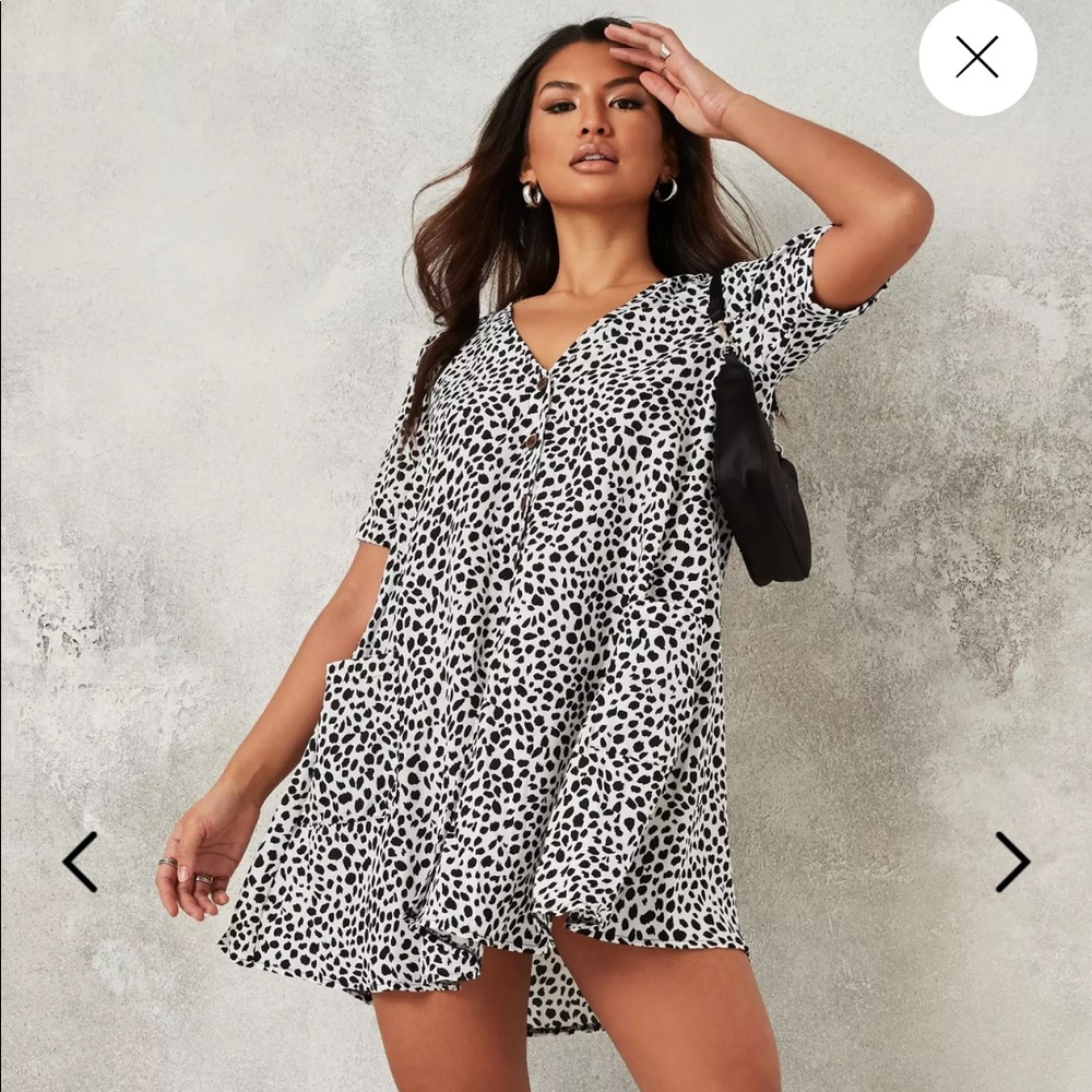 NWT!! Missguided White Dalmatian Button Down Dress